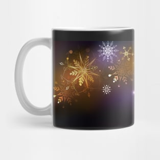 Festive Background with Golden Snowflakes Mug